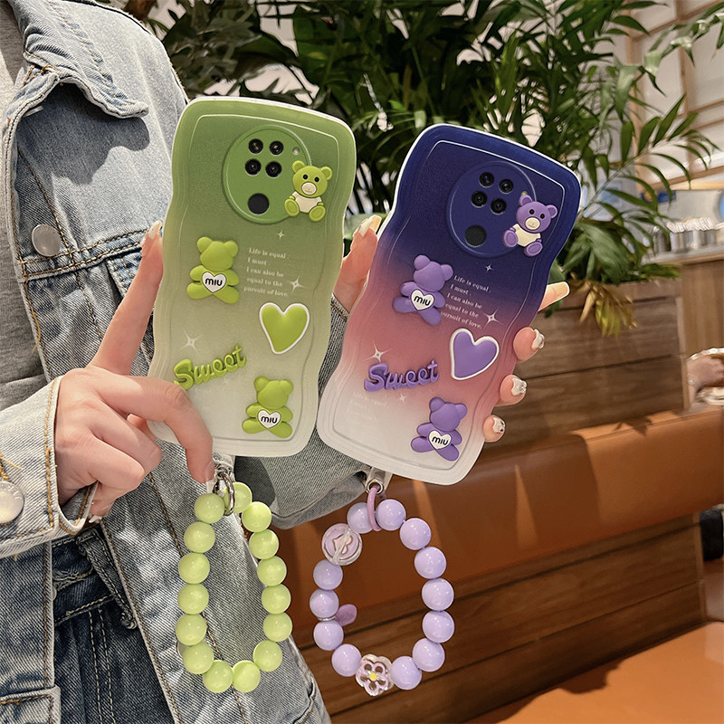 适用红米note9 4G手机壳个性时尚女生M2010J19SC硅胶立体公仔redmi nite9网红渐变色n0te9 4g保护套ins风透明