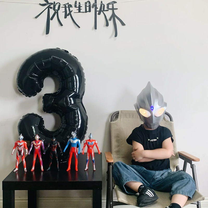 40寸黑色系大数字生日气球拉旗