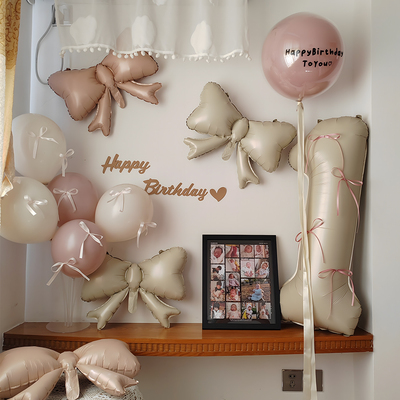 暮光粉色系芭蕾风蝴蝶结气球