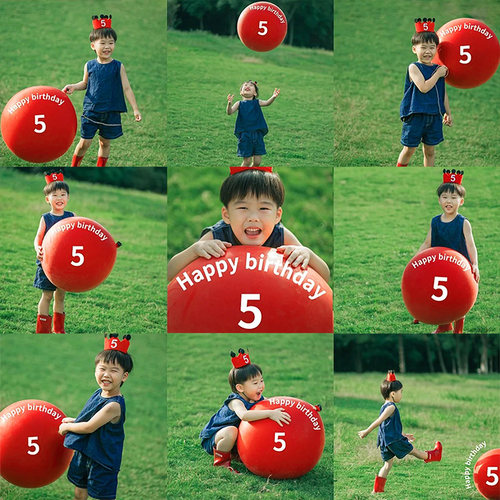 小红书红色皇冠生日帽大气球