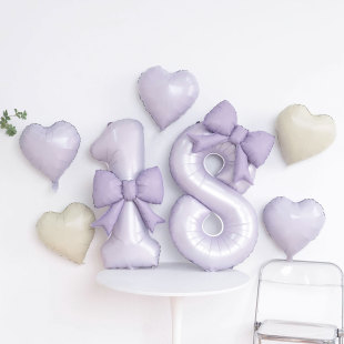 蝴蝶结香芋紫色年龄数字气球生日女孩派对场景布置18岁女孩布置