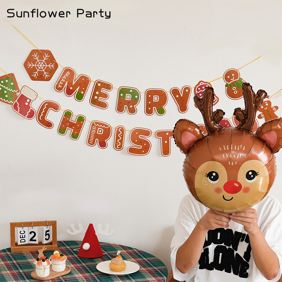 圣诞节拉旗气球平安夜派对装饰