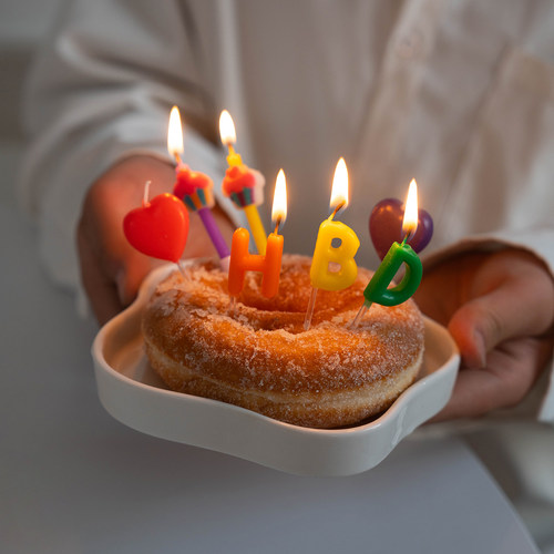 韩式彩色ins风彩色HBD造型氛围感周岁可爱生日蛋糕蜡烛派对装饰品