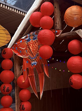 新年装饰品氛围布置过年灯笼2026年马年迎新场景年底装扮户外红色