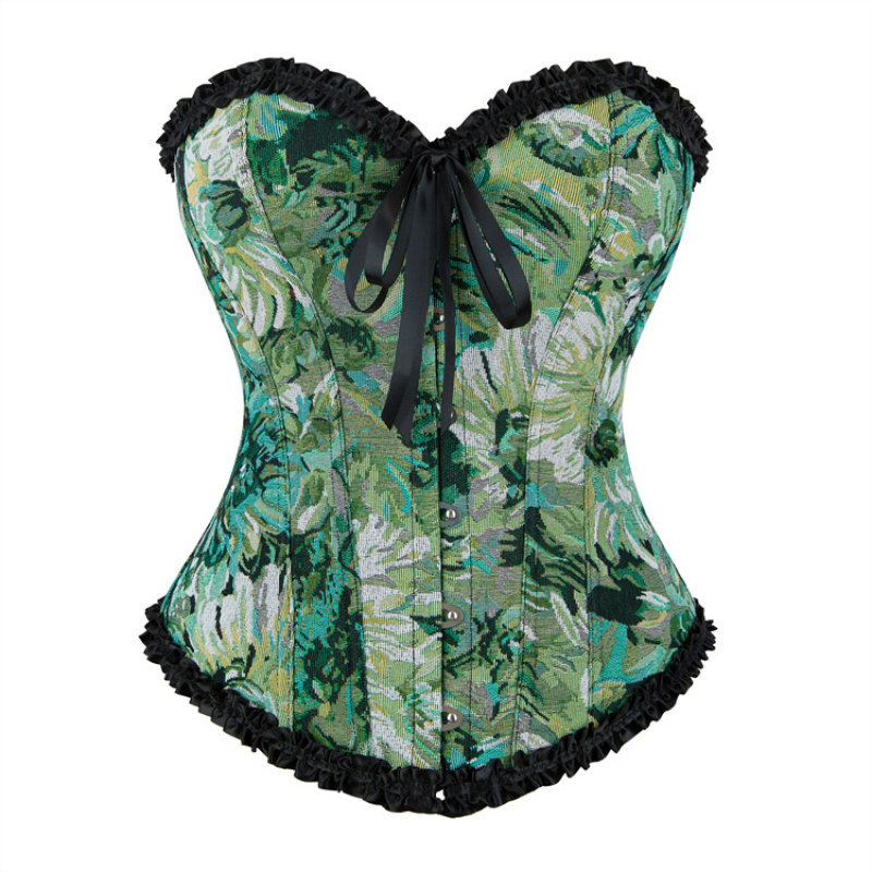 宫廷风莫奈油画印花鱼骨胸衣塑身束腰修身外穿抹胸背心女corset