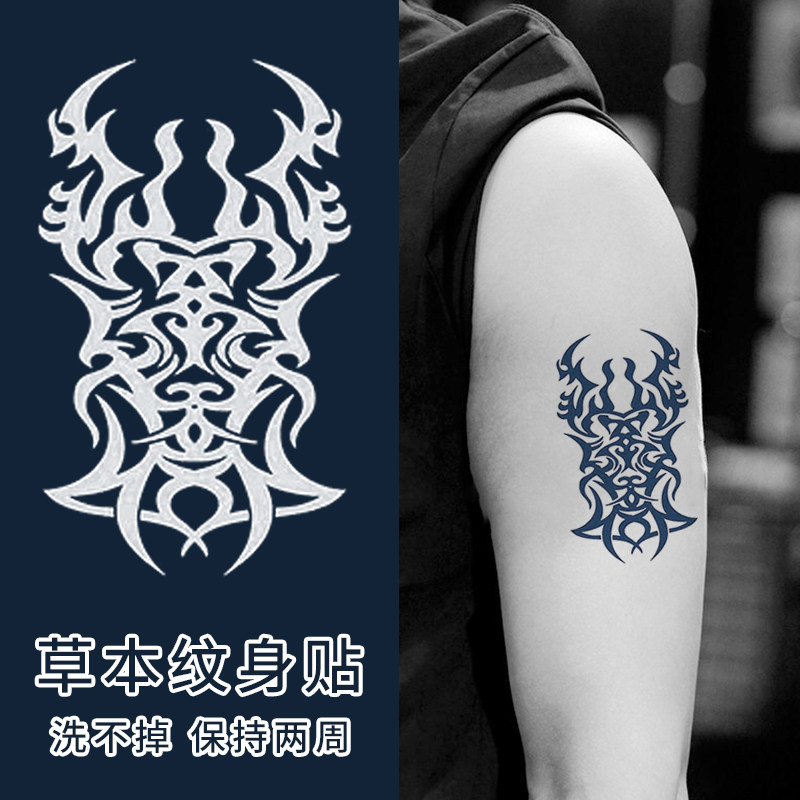 潮纹 图腾纹身贴男人防水贴画文身贴纸印花大小腿手臂洗不掉