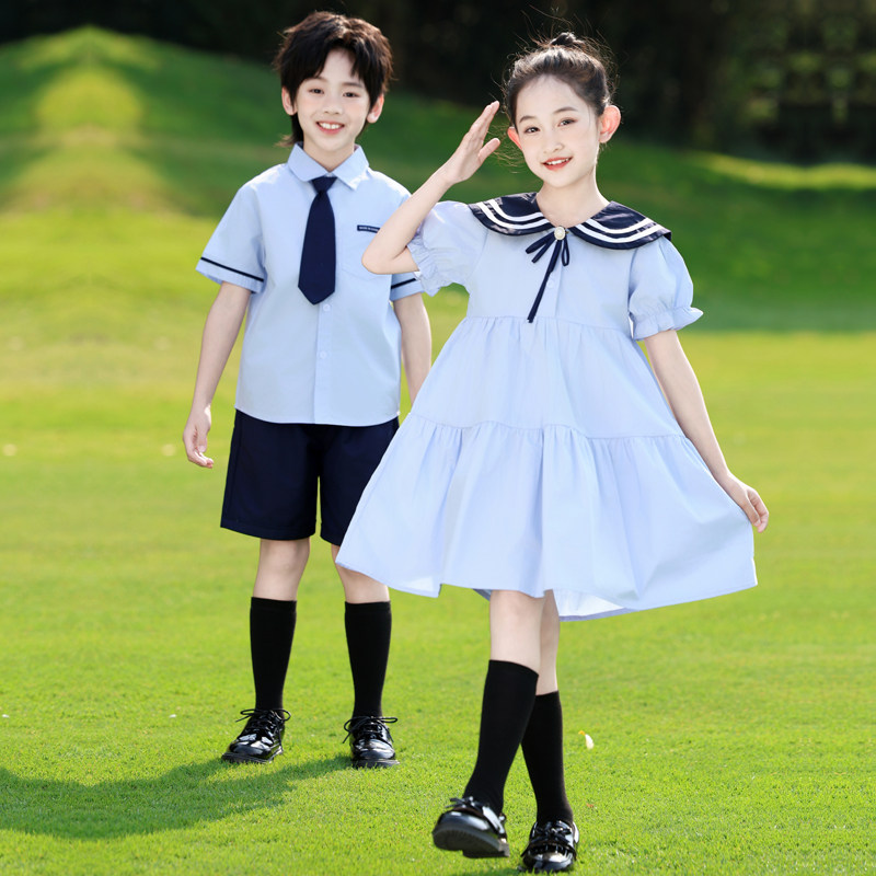 夏季小学生班服六一儿童演出服海军风合大唱舞台表演服毕业照服装