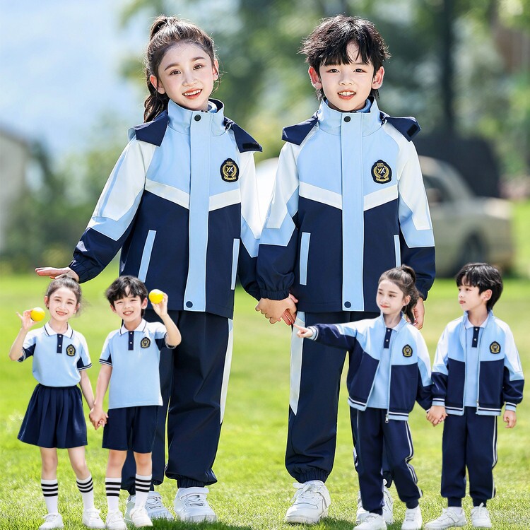 小学生校服冲锋衣三件套一年级运动会班服秋冬装幼儿园园服七件套图片