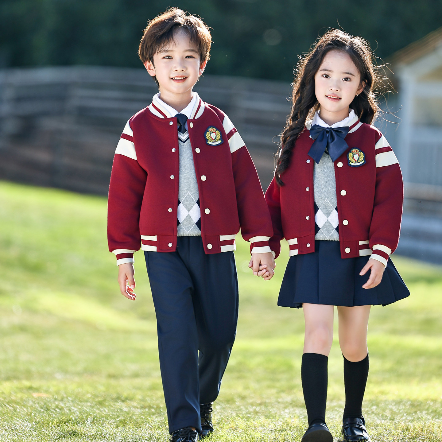 元旦儿童演出服小学生诗词朗诵表演服装幼儿园男女合唱班服英伦风