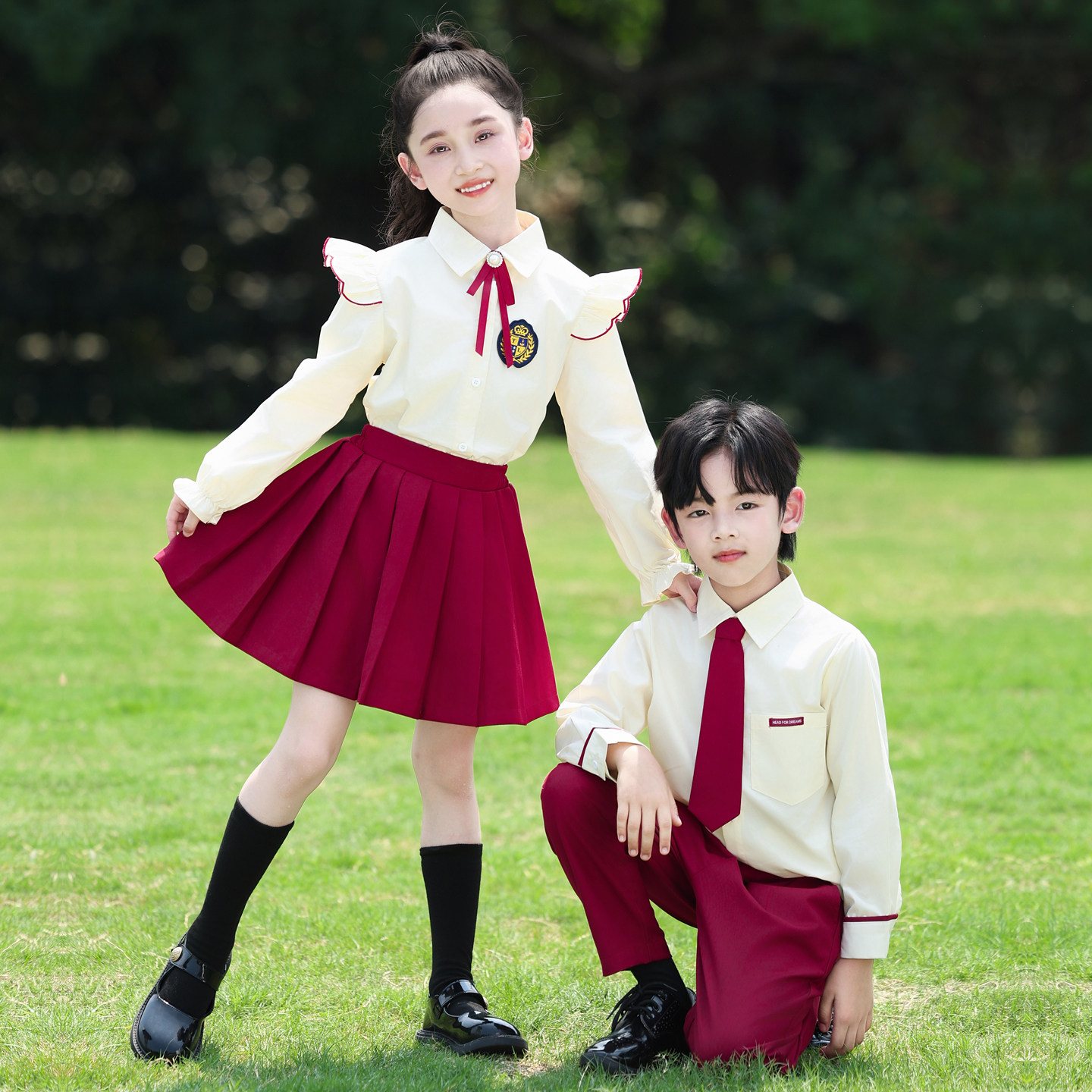 儿童合唱演出服春秋季长袖衬衫小学生朗诵表演服装幼儿园毕业班服