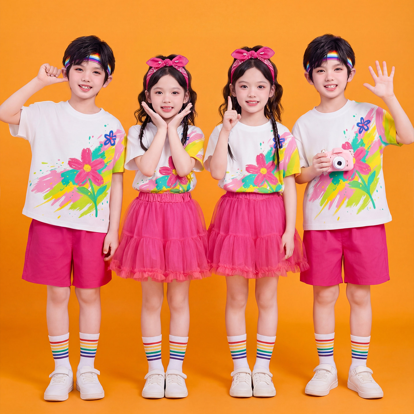 六一儿童演出服啦啦队表演服装小学生运动会班服幼儿园舞蹈蓬蓬裙