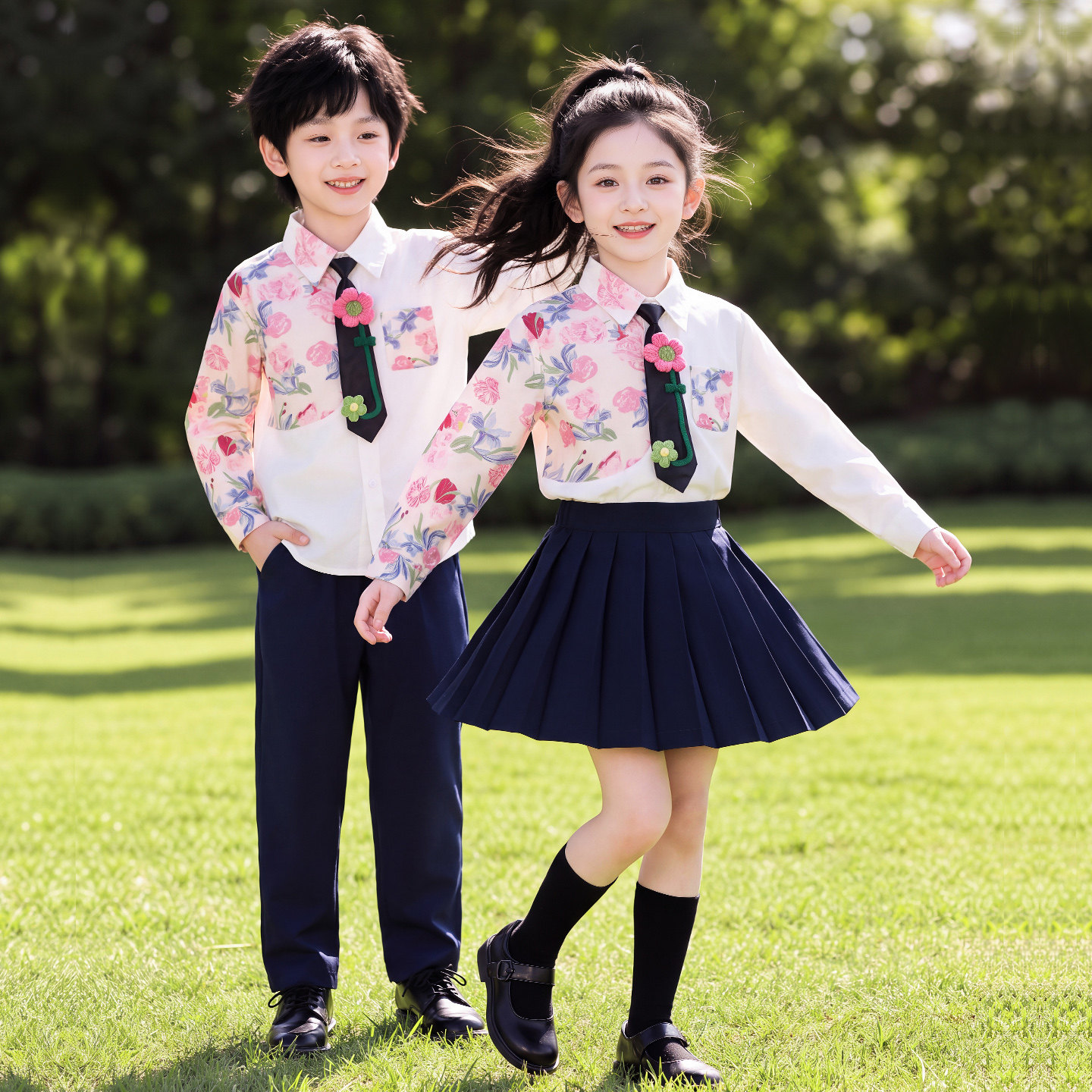 儿童合唱演出服英伦学院风小学生班服春秋套装元旦诗歌朗诵表演服