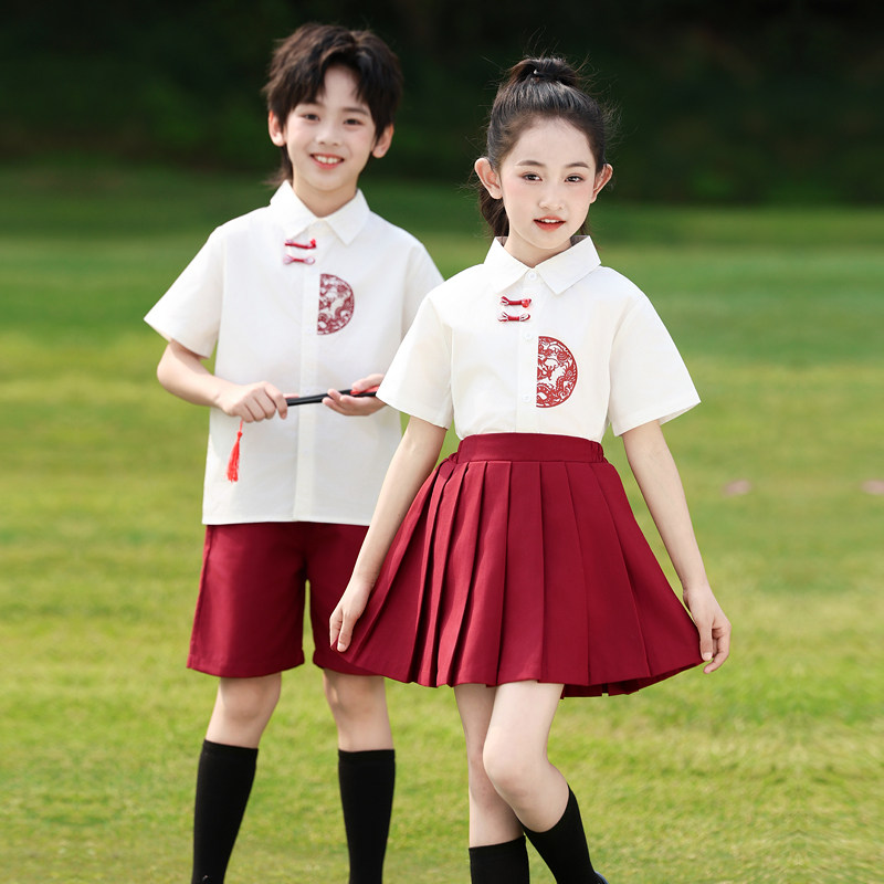 六一儿童表演服新中式汉服儿童诗歌朗诵合唱服幼儿园毕业照演出服