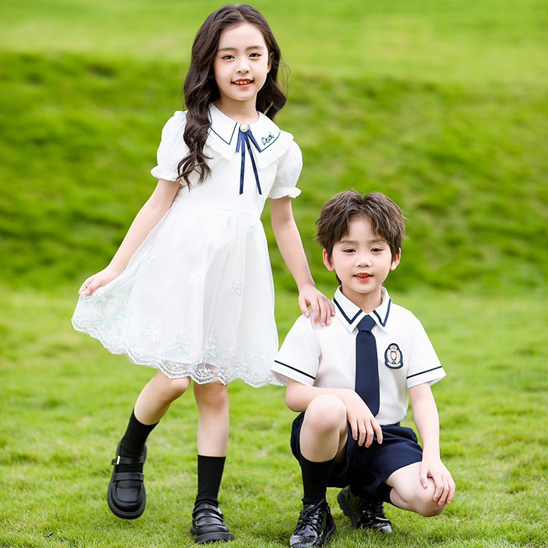 六一儿童大合唱演出服英伦风夏季连衣裙毕业拍照服小学生表演服装