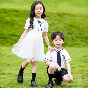 六一儿童大合唱演出服英伦风夏季连衣裙毕业拍照服小学生表演服装