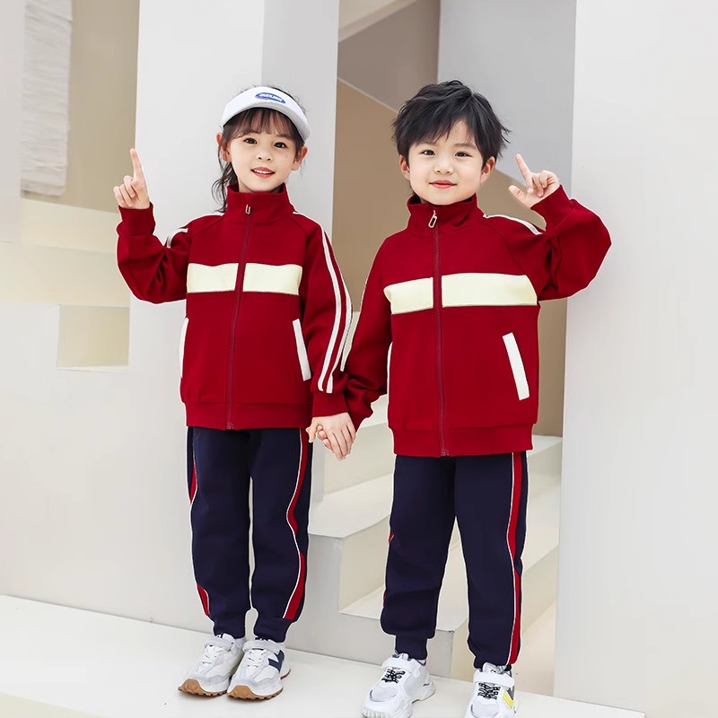 小学生校服春秋夏装纯棉运动会套装枣红幼儿园服儿童班服三四件套