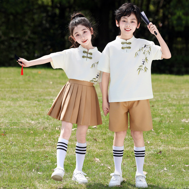 夏季幼儿园园服新中式汉服棉质班服小学生校服六一演出服毕业照服
