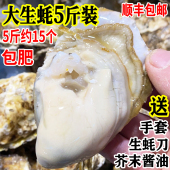 一箱 生蚝鲜活牡蛎海蛎子海鲜海贝壳生吃活体发顺丰 包邮 5斤装