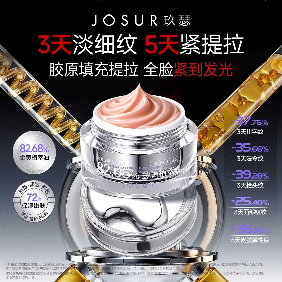 玖瑟紧致+抗皱+补水+保湿+舒缓温和白钻松露多维提拉紧致淡纹油霜