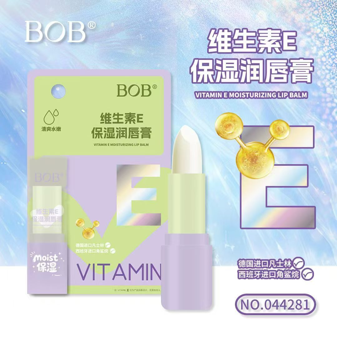 BOB维生素E滋润保湿补水不油腻不起皮淡化唇纹防干润唇膏图片