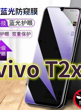 适用vivoT2X蓝光防窥膜V2188A防偷窥钢化膜t2x5G手机膜黑边防偷看V2253抗兰光全屏防摔护眼保护膜高清防爆防