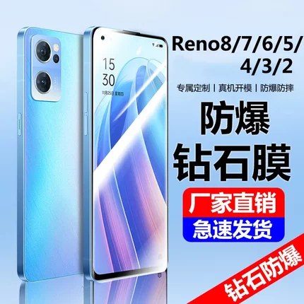 适用oppoReno8钢化膜7pro+防窥5手机膜reno6磨砂reno4se全屏3蓝光