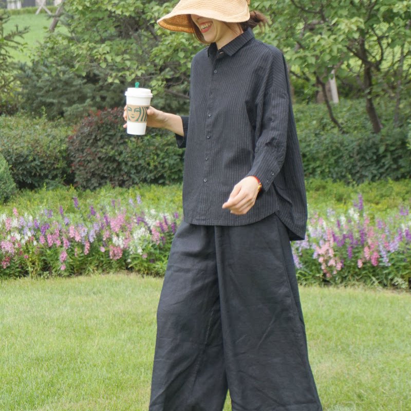 简约复古衬衫雪蓝杉春款休闲大码女装束腕防风夹克宽松大码女衬衫