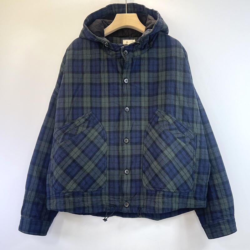 学院风格纹连帽棉服女短款