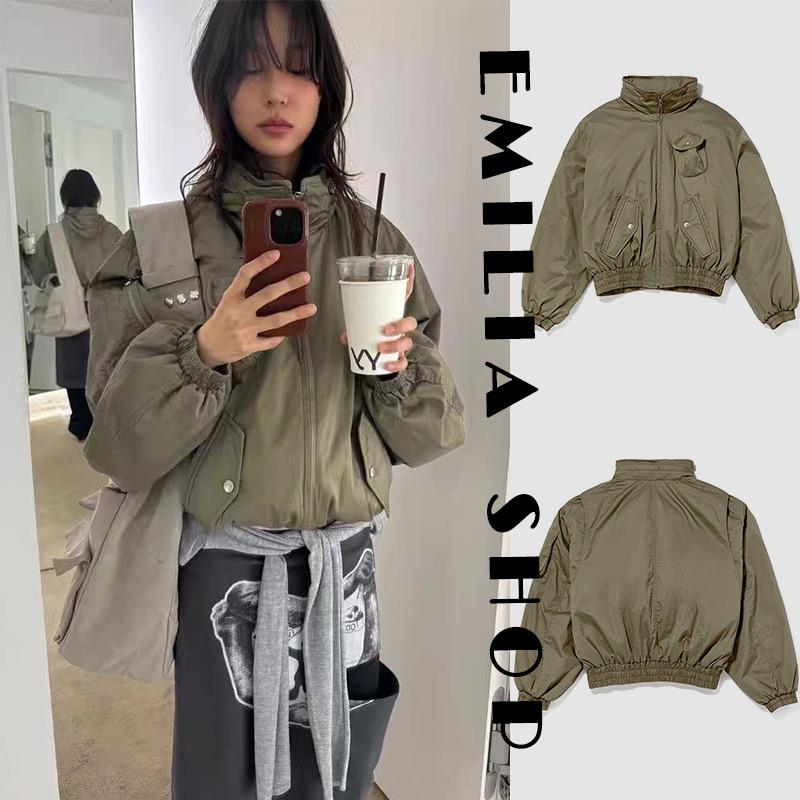 买手店韩国正品现货OPEN YY棉服25秋冬新款多口袋飞行夹克短外套