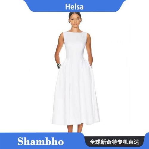 Shambho正品 HelsA洋装Elsa Hosk同款无袖收腰露背伞裙背心长裙