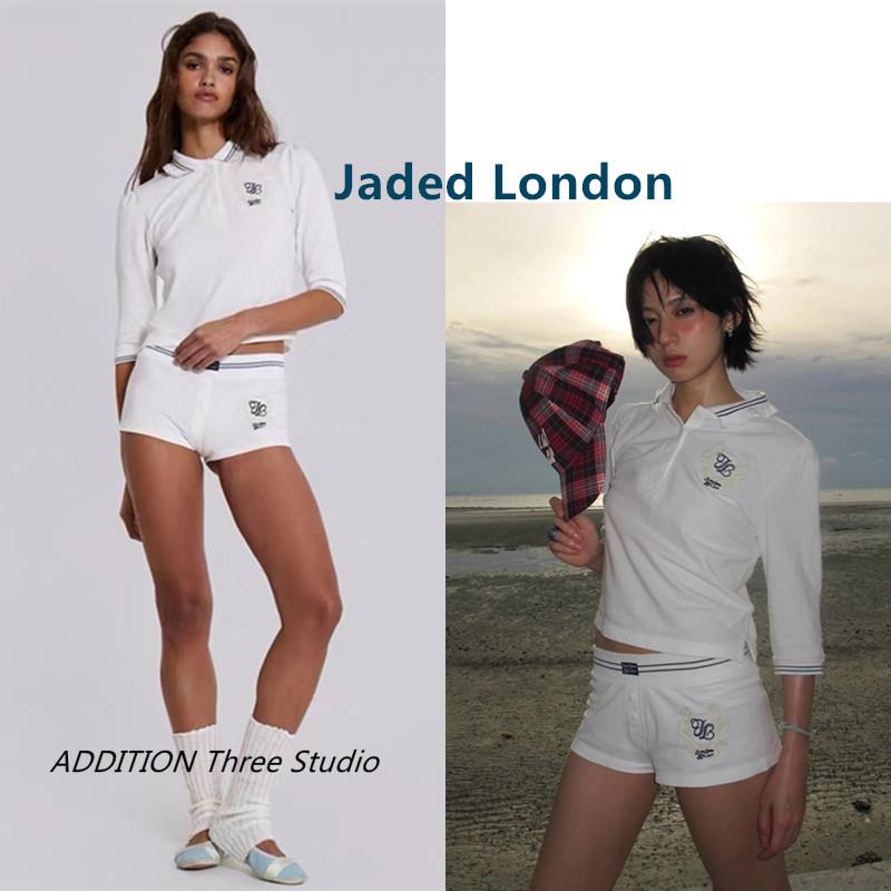 正品 Jaded London 夏款金智妮同款白色Polo领短袖上衣低腰短裤女