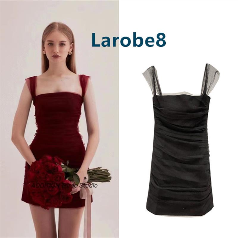 折扣泰国 Larobe8 新款性感轻奢层层薄纱吊带褶皱修身吊带连衣裙