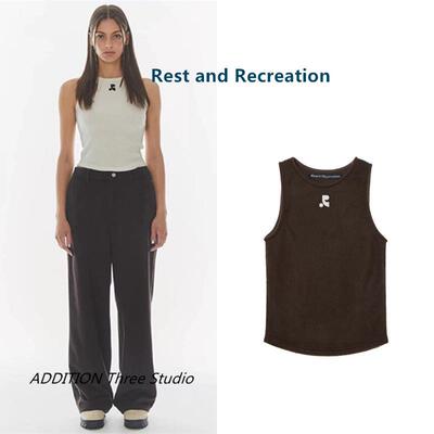 韩国 Rest and Recreation 白鹿吴宣仪同款刺绣LOGO薄款针织背心