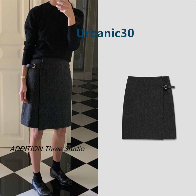 现货 Urbanic30 23冬款高腰扣包臀裙显瘦百搭a字半身裙女