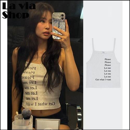 现货正品Praying吊带jennie同款愿望标语修身背心上衣