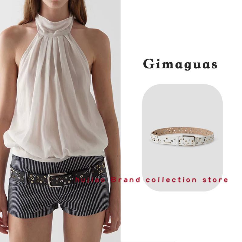 煳椒正品 Gimaguas 全皮铆钉镂空时尚百搭腰带男女同款情侣款