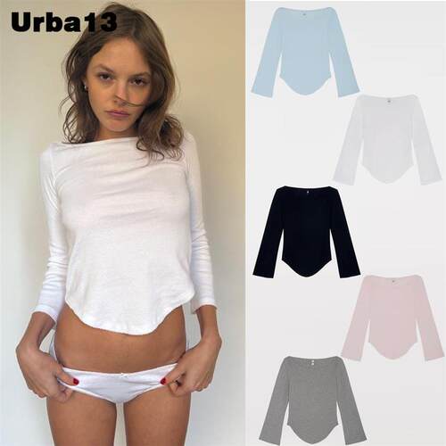 Urba13买手店正品Coucou针织衫花边纯色五分袖T恤上衣打底衫