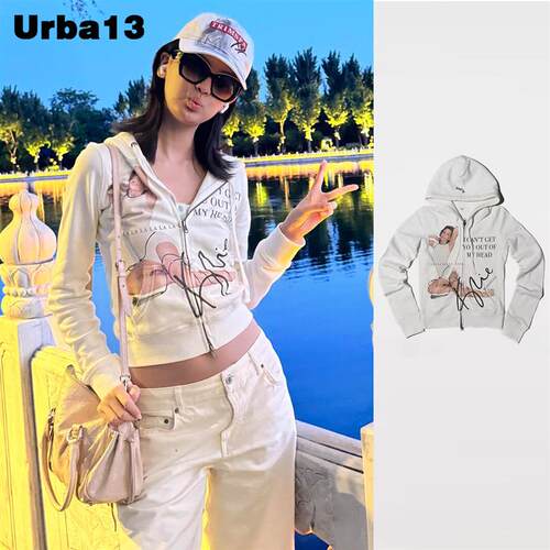 Urba13买手店现货正品praying卫衣千禧风字母拉炼连帽衫卫衣外套