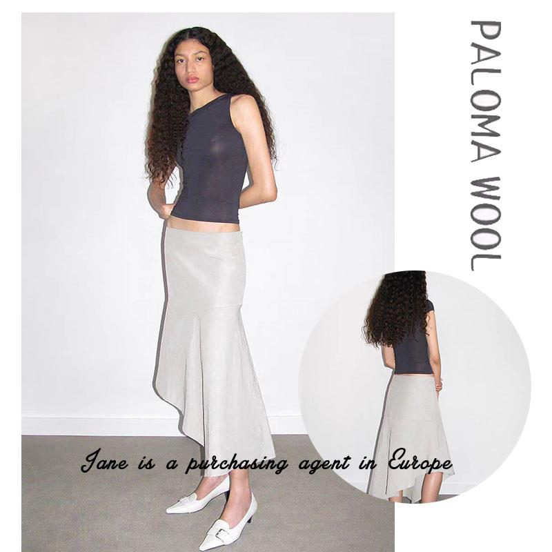 国现 西班牙直邮 PALOMA WOOL Augusta不规则裙摆低腰半身长裙