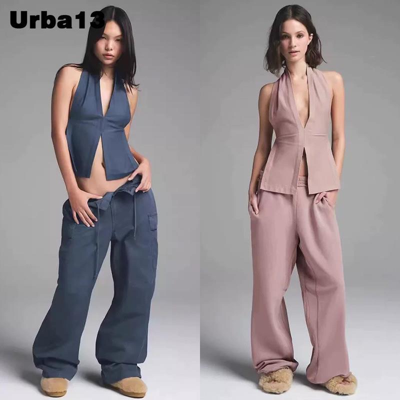 Urba13买手店正品现货SKIMS背心挂颈深v露背绑带吊带上衣长裤套装