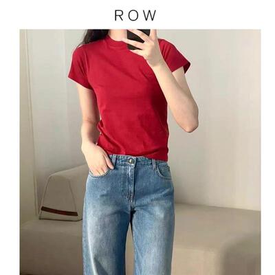 ROW 断码仅两件法式时尚百搭修身纯色显瘦T恤上衣