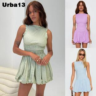 Urba13买手店现货正品Princess Polly洋装无袖褶皱收腰花苞短裙