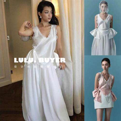LULU买手店越南正品OIA上衣新款公主风蕾丝拼接无袖V领蝴蝶结背心
