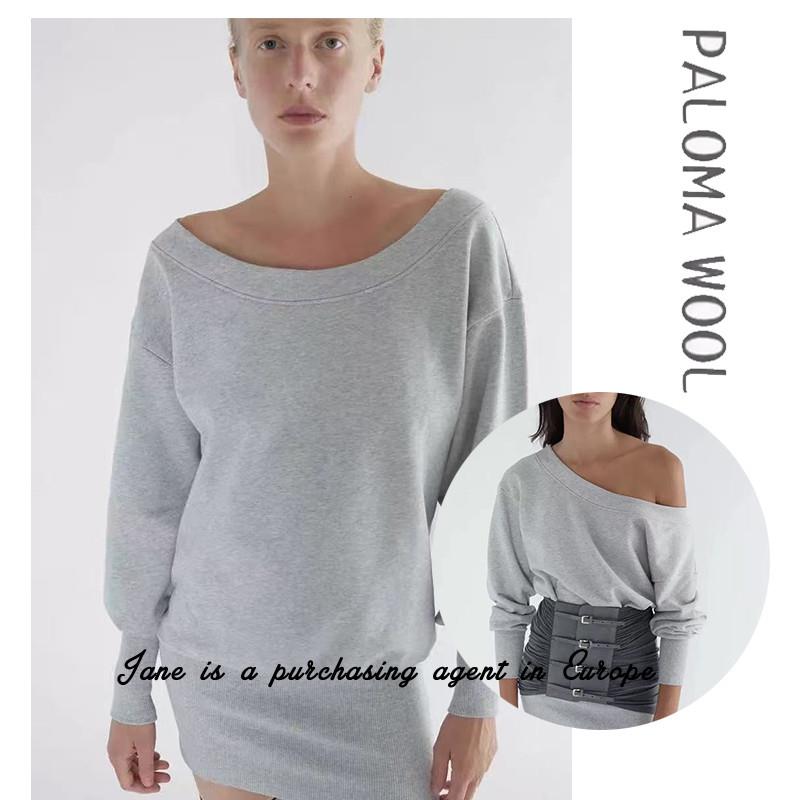 国现 西班牙直邮 PALOMA WOOL 26新款全棉大圆领罗纹口卫衣洋装