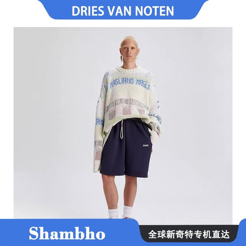 Shambho正品MAGLIANO 新款提花宽松圆领长袖套头男女同款针织毛衣