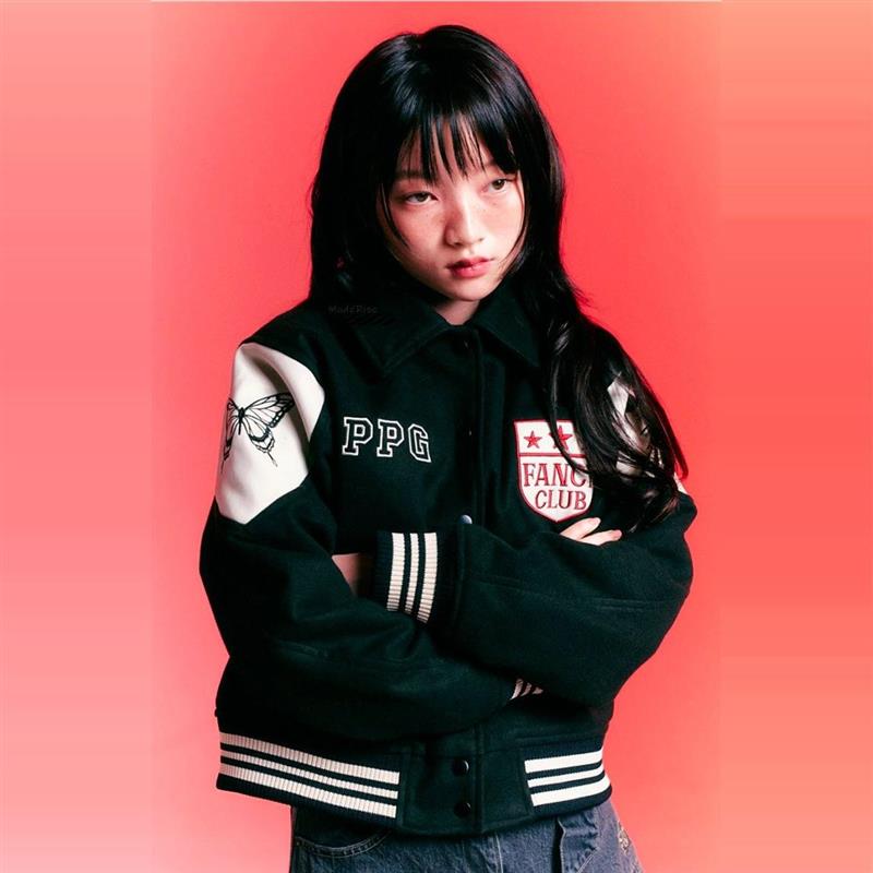 国现 PPG X FANCY联名款飞天小女警棒球服时髦减龄宽松夹克外套女