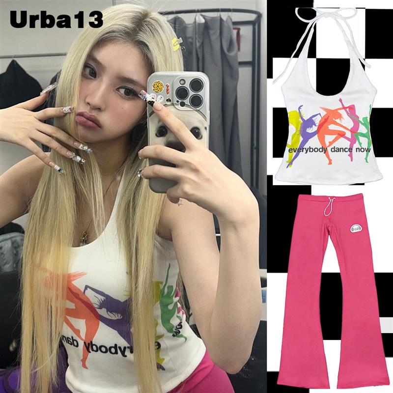 Urba13买手店现货正品Omighty趣味印花haum同款挂颈背心抽绳长裤
