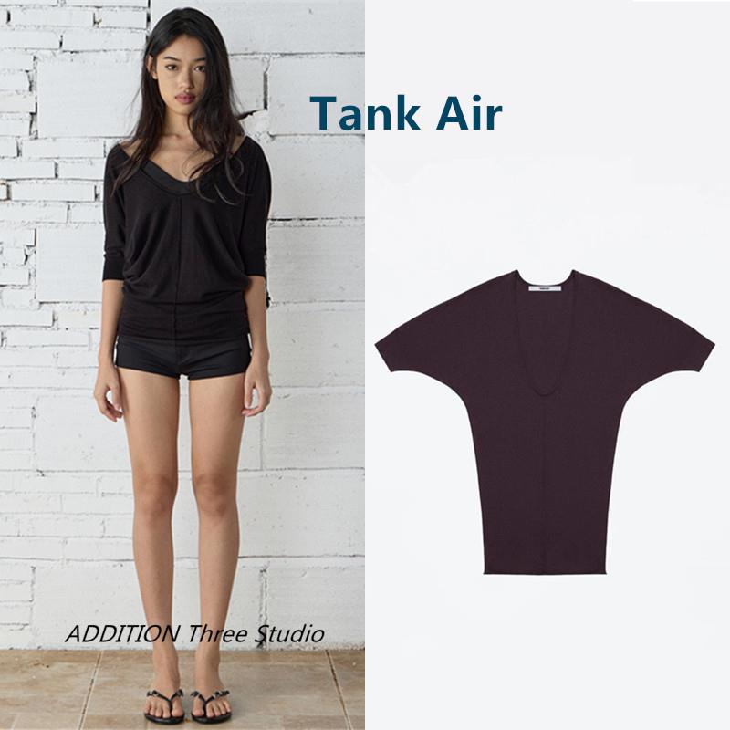 正品 TankAi 25新款纯色性感深V领前后两穿弹力针织衫打底衫女