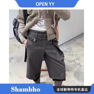 Shambho正品 OPEN YY 26夏款不规则双裤腰裹身五分短裤休闲西裤