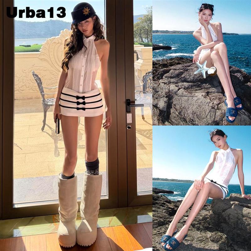Urba13买手店正品现货ibiboss短裙腻腻同款挂颈蝴蝶结露背洋装